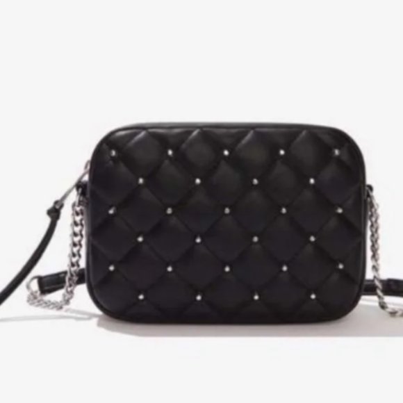 NWT Rebecca Minkoff Quilted Studded Crossbody Bag in Black and Silver NEW - Picture 7 of 8